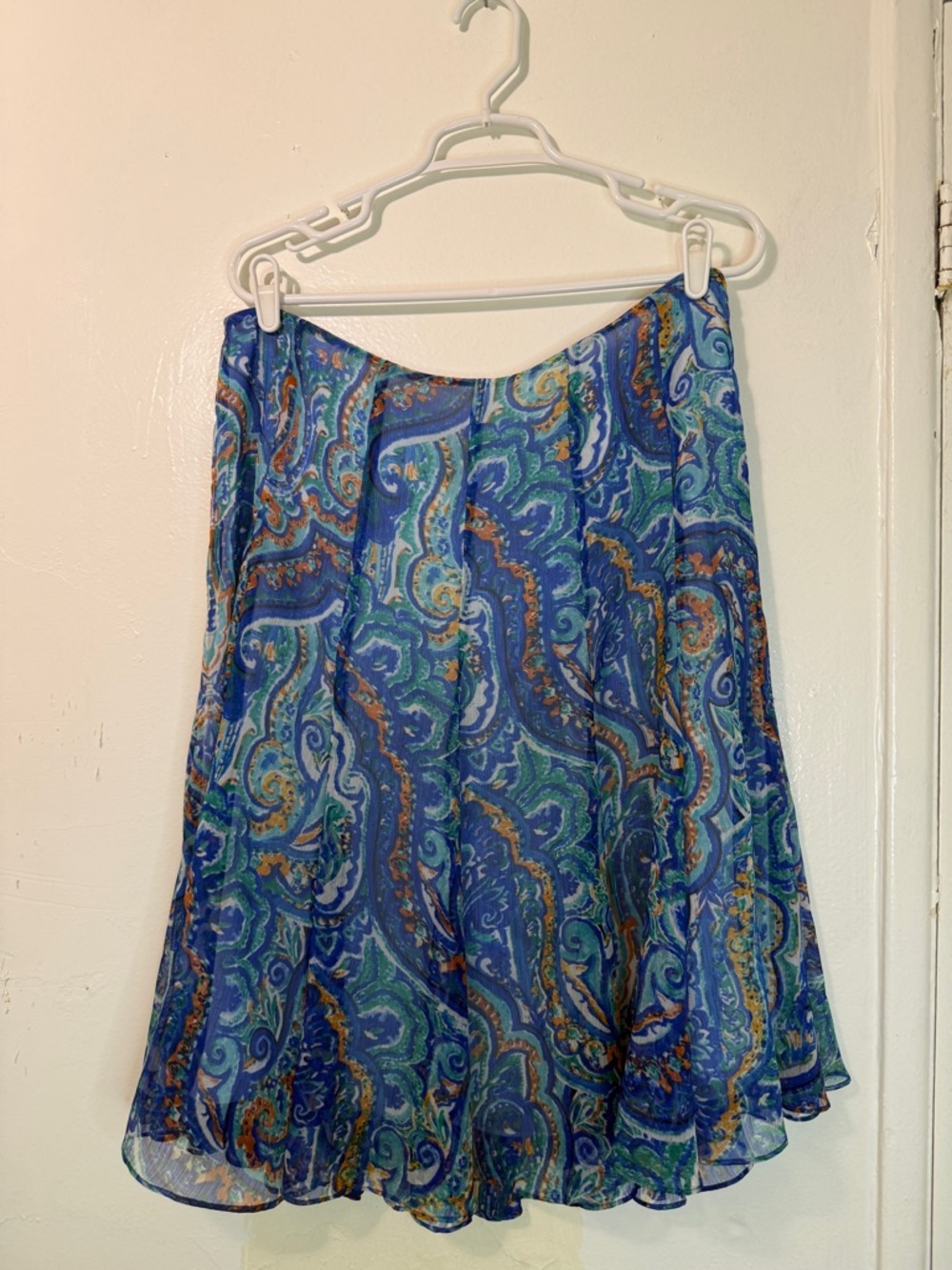 Lauren Ralph Lauren Blue Paisley Chiffon Midi Skirt - Size 10